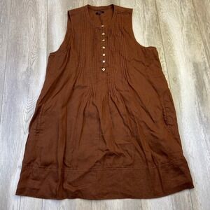 Quince Swing Dress Womens XL Chocolate Brown European Linen Sleeveless Spring